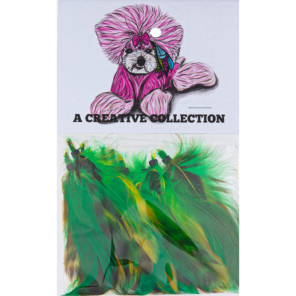 Feather Extension Green and Yellow (Pack of 10) by A Creative Collection - Image 3