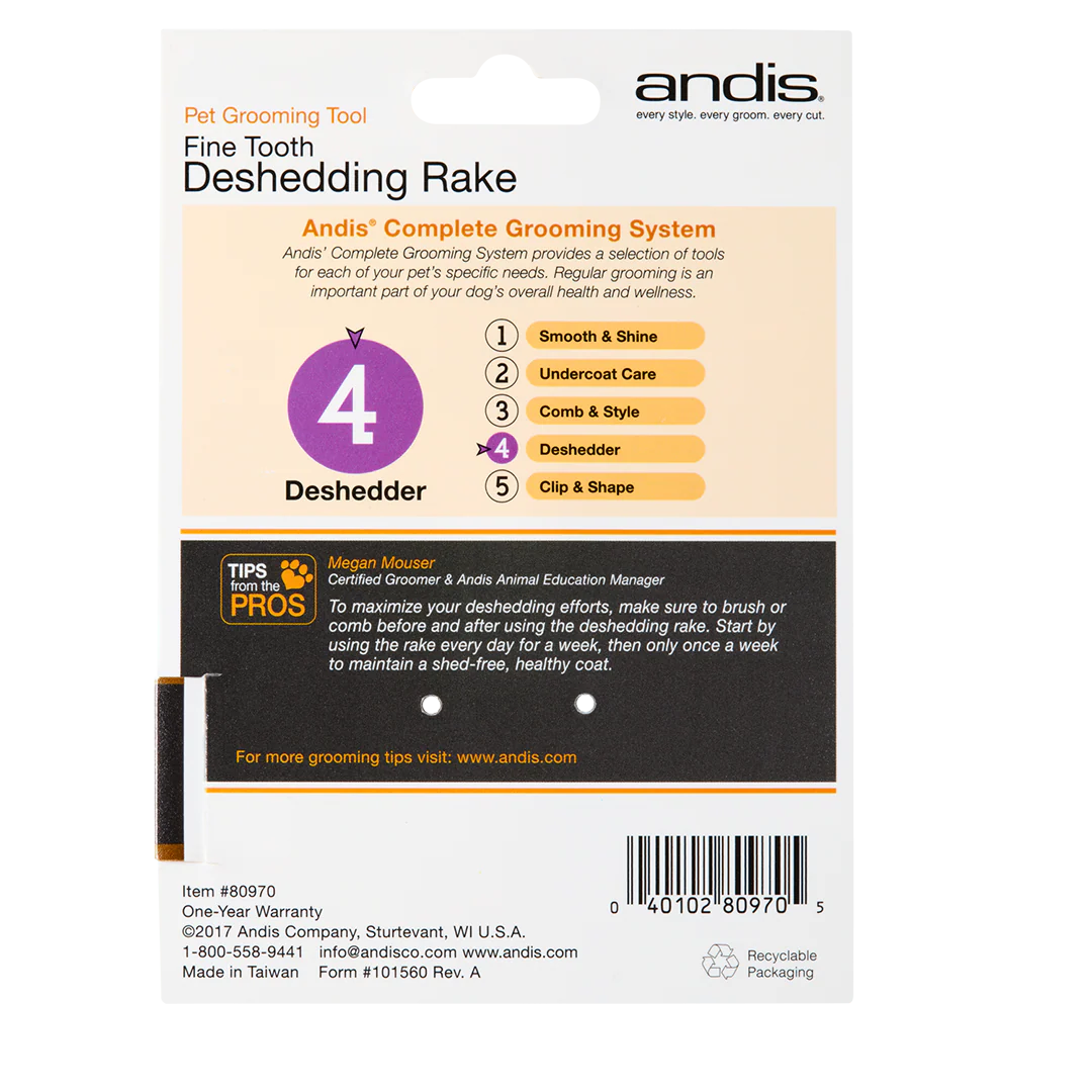 Fine Tooth Deshedding Rake by Andis - Image 7