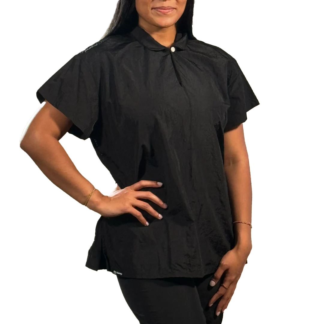 Black Mandarin Tunic Top by Jim Jump - Image 2