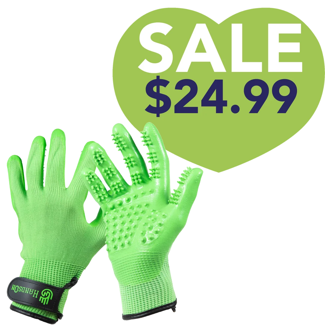 Small Green Deshedding Gloves by HandsOn Gloves