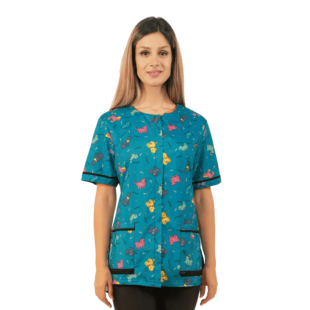 Covered Zipper Waterproof Dog Bathing Jacket Teal by Ladybird Line