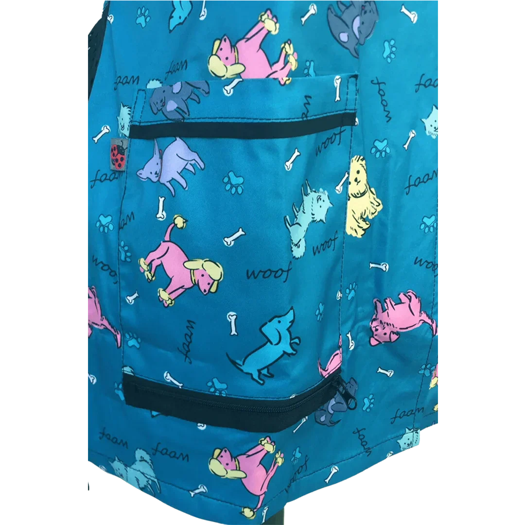 Covered Zipper Waterproof Dog Bathing Jacket Teal by Ladybird Line - Image 3