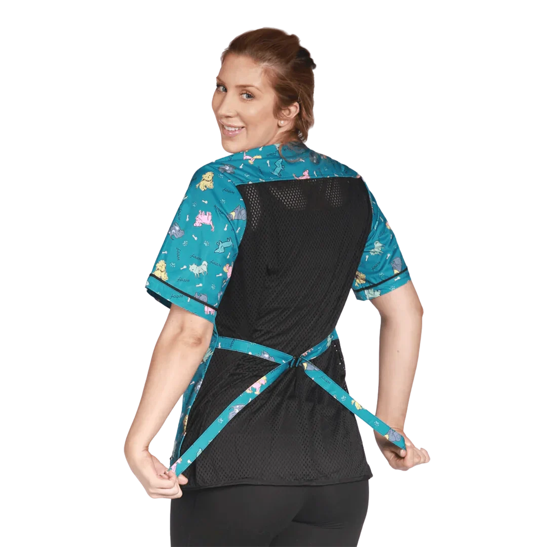 Covered Zipper Waterproof Dog Bathing Jacket Teal by Ladybird Line - Image 4