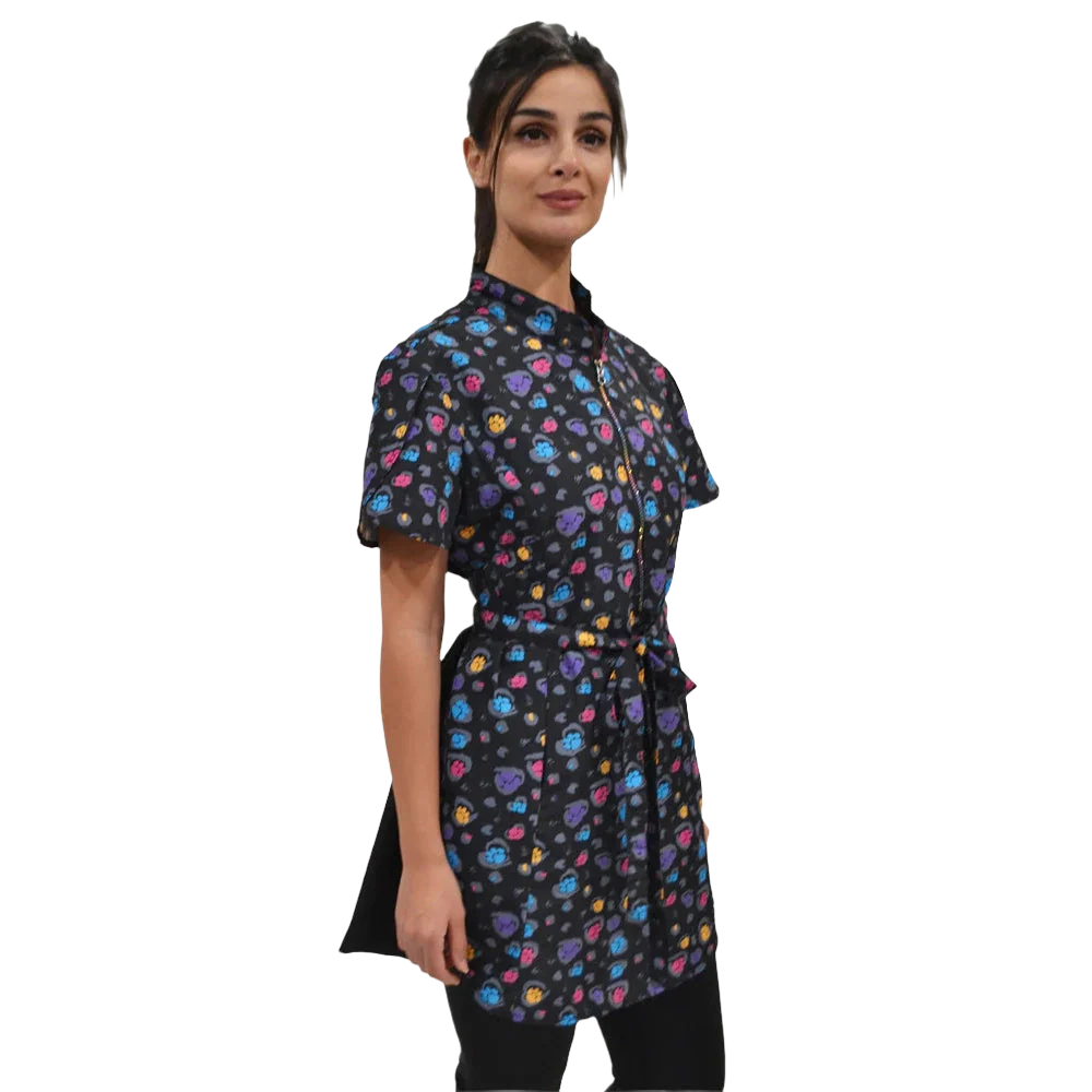 Rainbow Half Zipper Front Stylish Scrub Tunic by Ladybird Line - Image 2