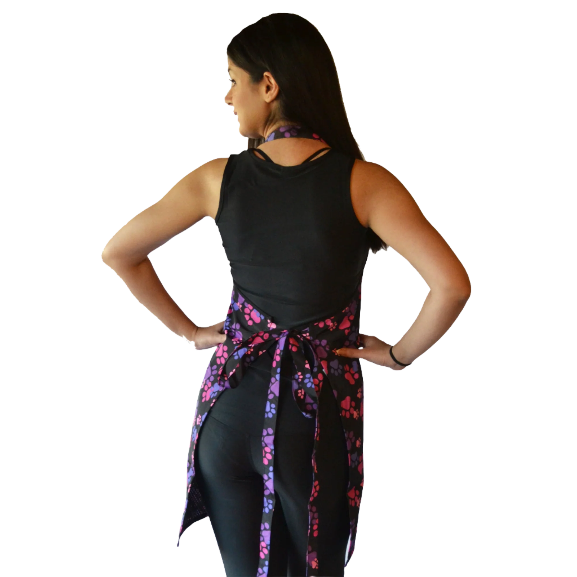 Pink And Purple Paw Print Waterproof Apron by Ladybird Line - Image 2