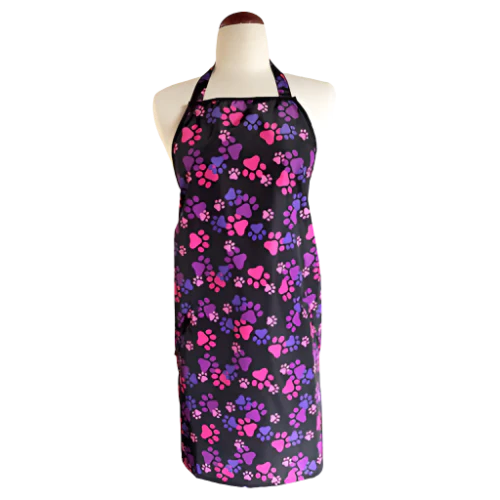 Pink And Purple Paw Print Waterproof Apron by Ladybird Line - Image 3