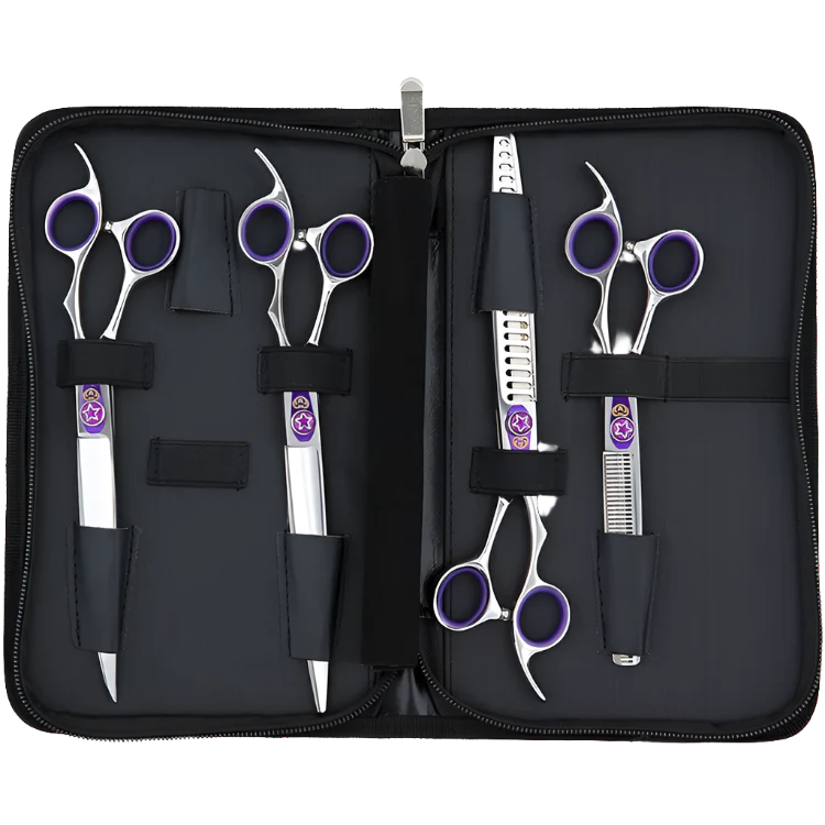 Purple 4 Grooming Shear Set in a Case by PetStore.Direct - Image 3