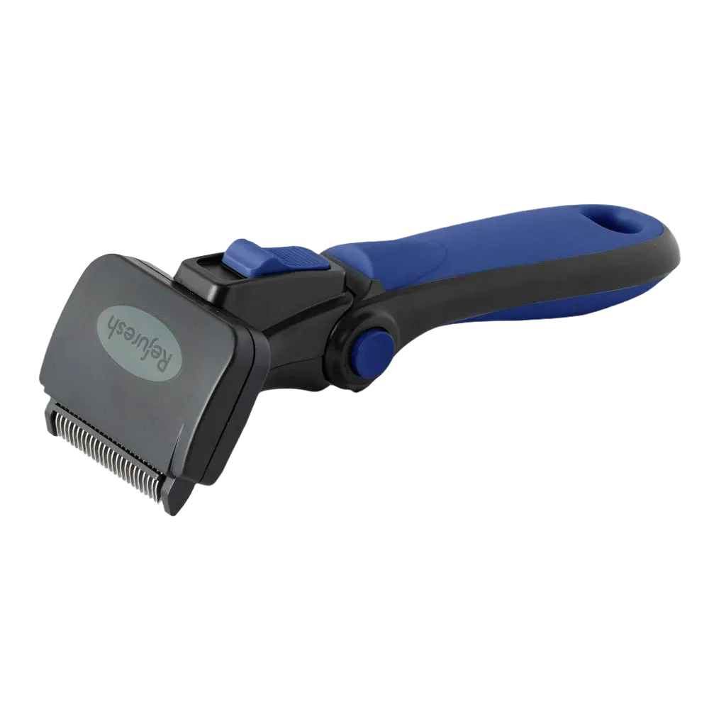 Small Deshedding Tool Blue For Long Coat Dogs by Refuresh