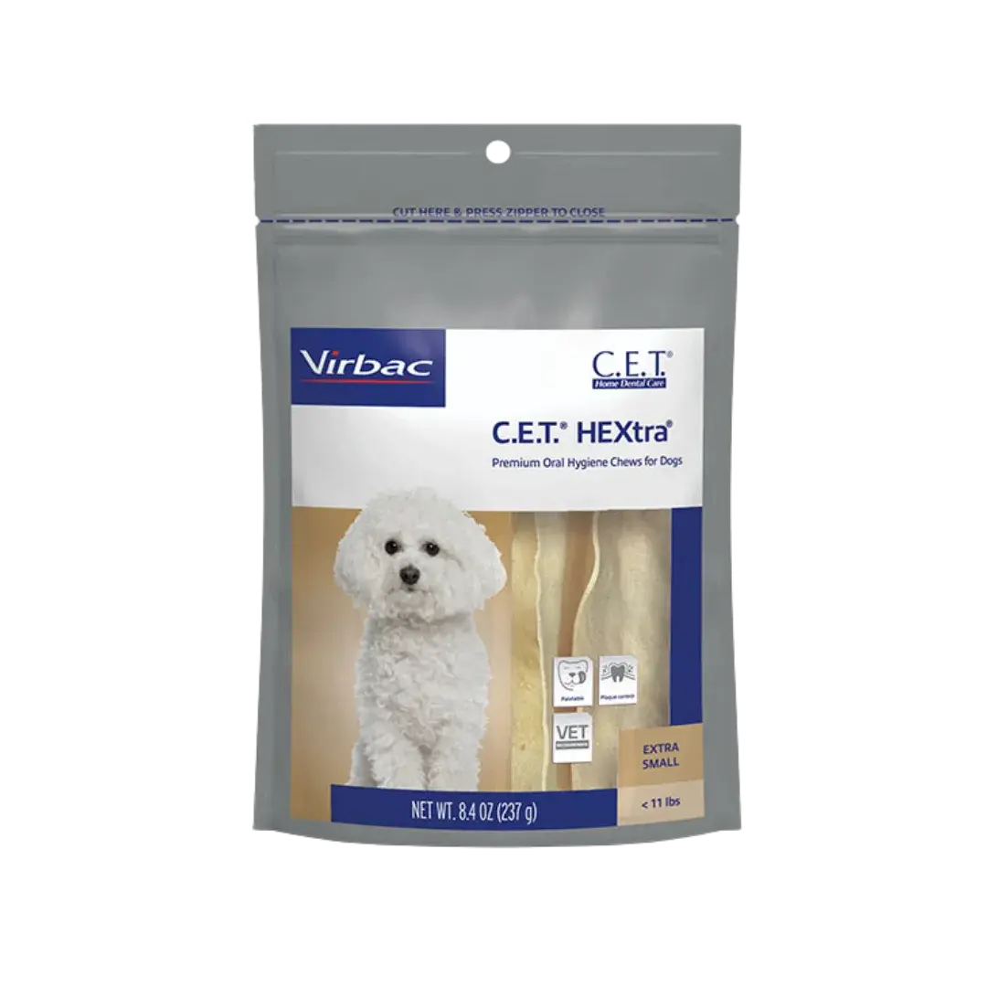 C.E.T. HEXtra Oral Hygiene Chews for Dogs Pack of 30 Extra Small by Virbac