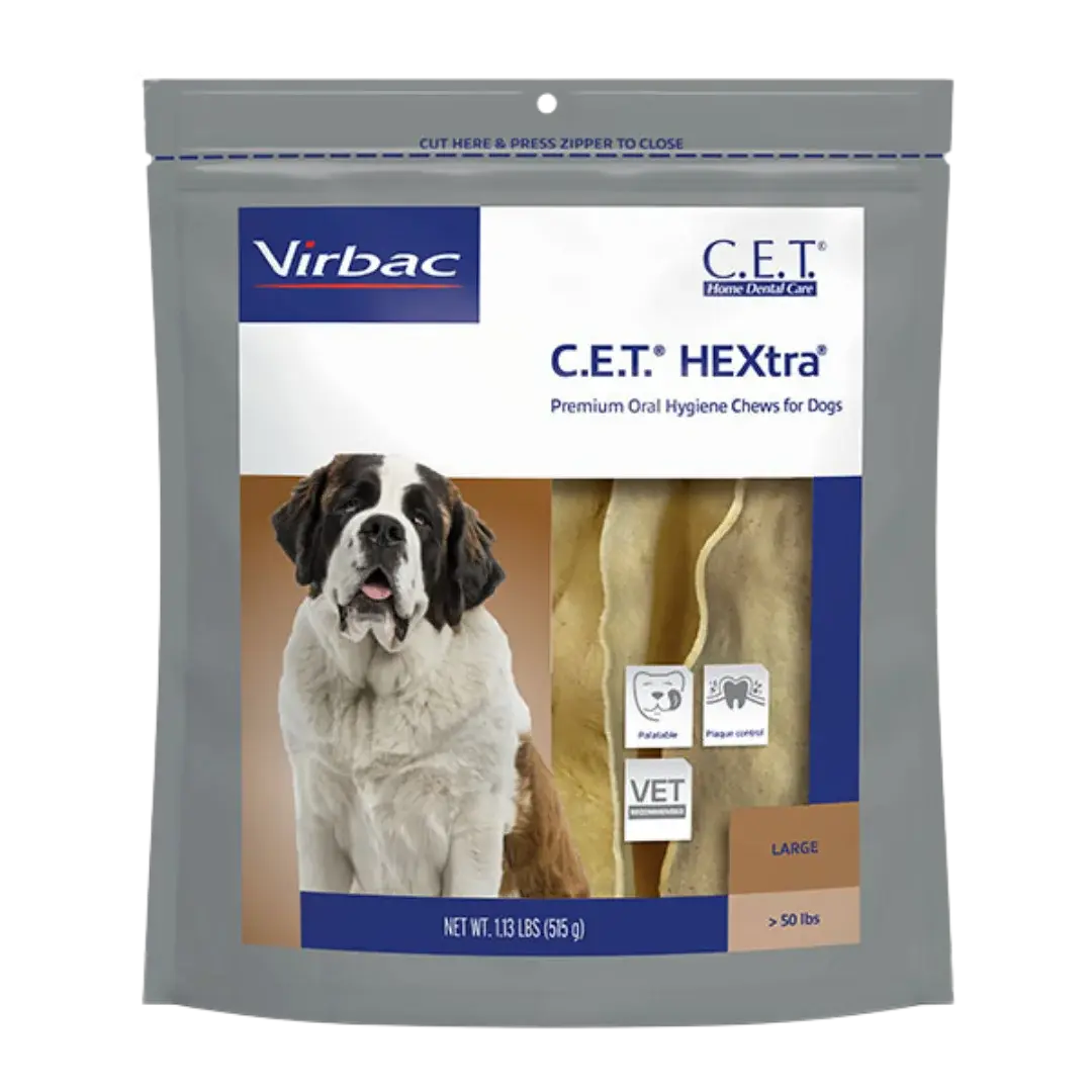 C.E.T. HEXtra Oral Hygiene Chews for Dogs Pack of 30 Large by Virbac