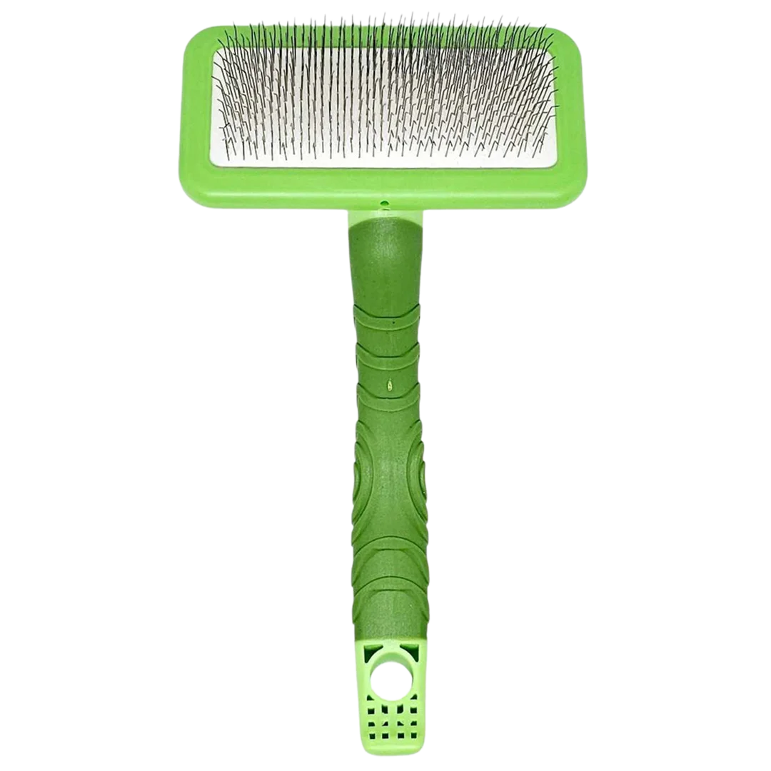 Fluff Small Plastic Handle Slicker Brush Green by Zolitta