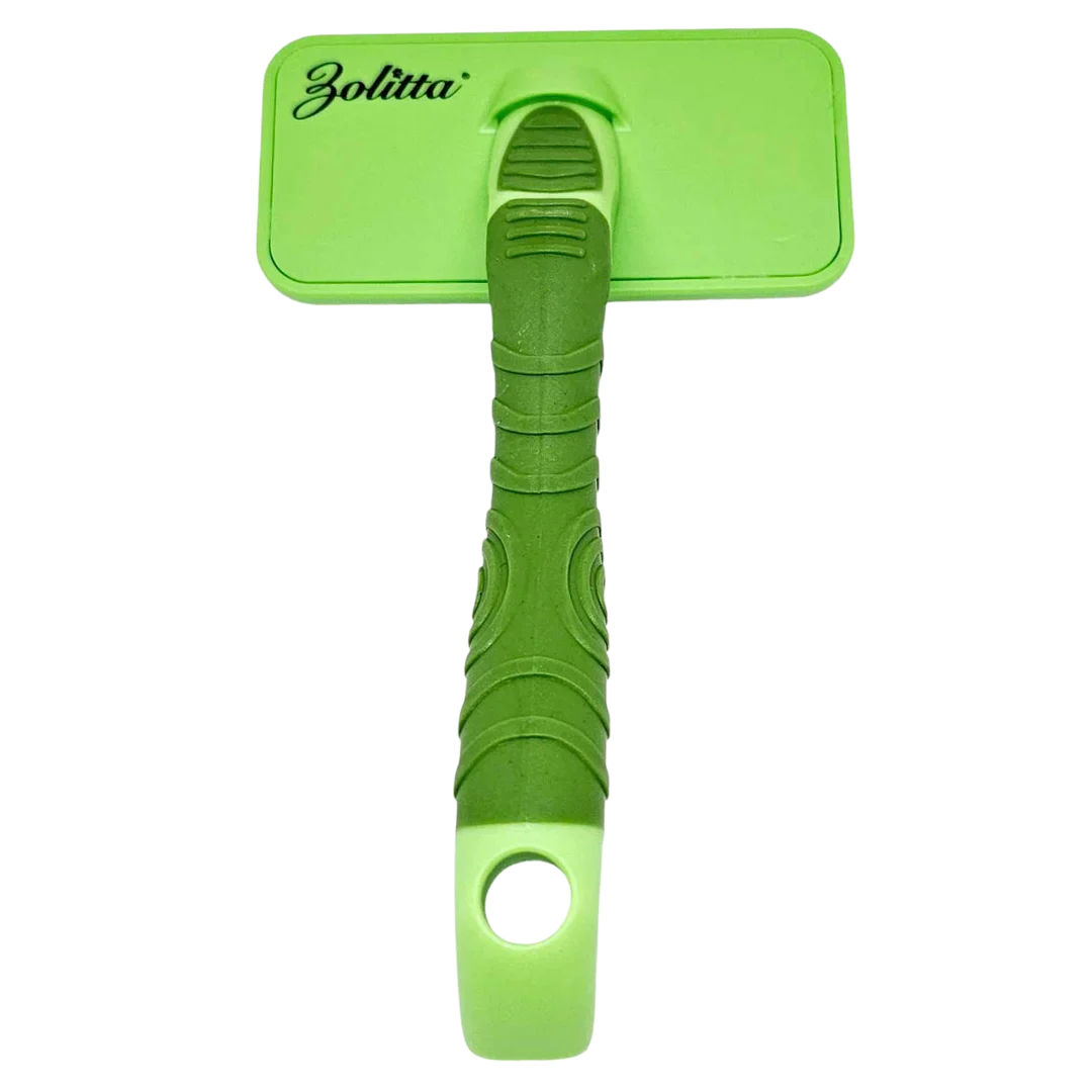 Fluff Small Plastic Handle Slicker Brush Green by Zolitta - Image 2