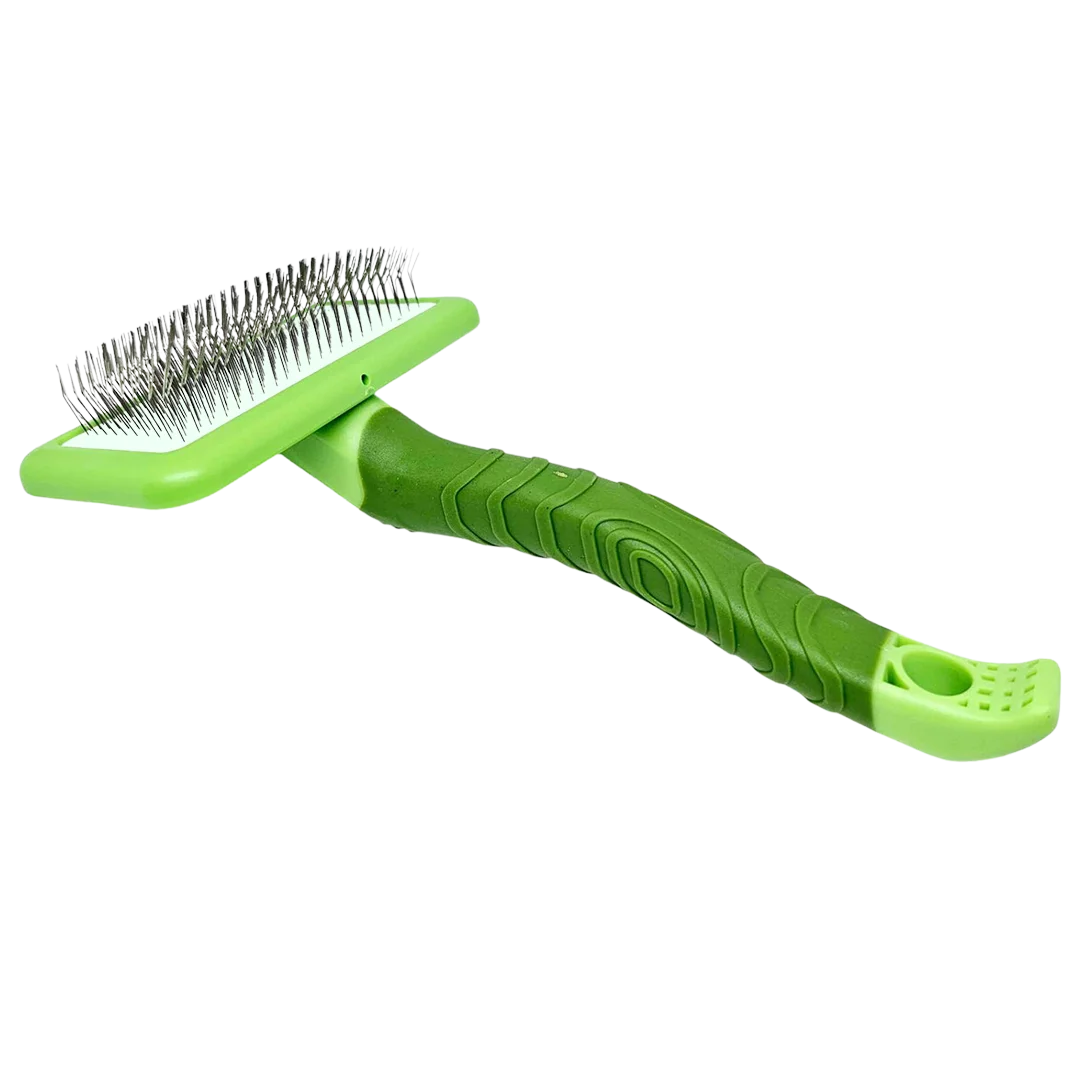 Fluff Small Plastic Handle Slicker Brush Green by Zolitta - Image 3